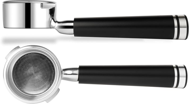 LLQ 58mm Bottomless Naked 2 Ears Portafilter Compatible with Gaggia Machines– Includes 18–20g Basket (Aluminum Flat, 58mm For Gaggia) - Image 1